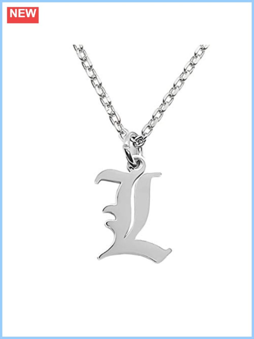 Initial Letter Pendant Necklace Stainless Steel Adjustable Rope Chain